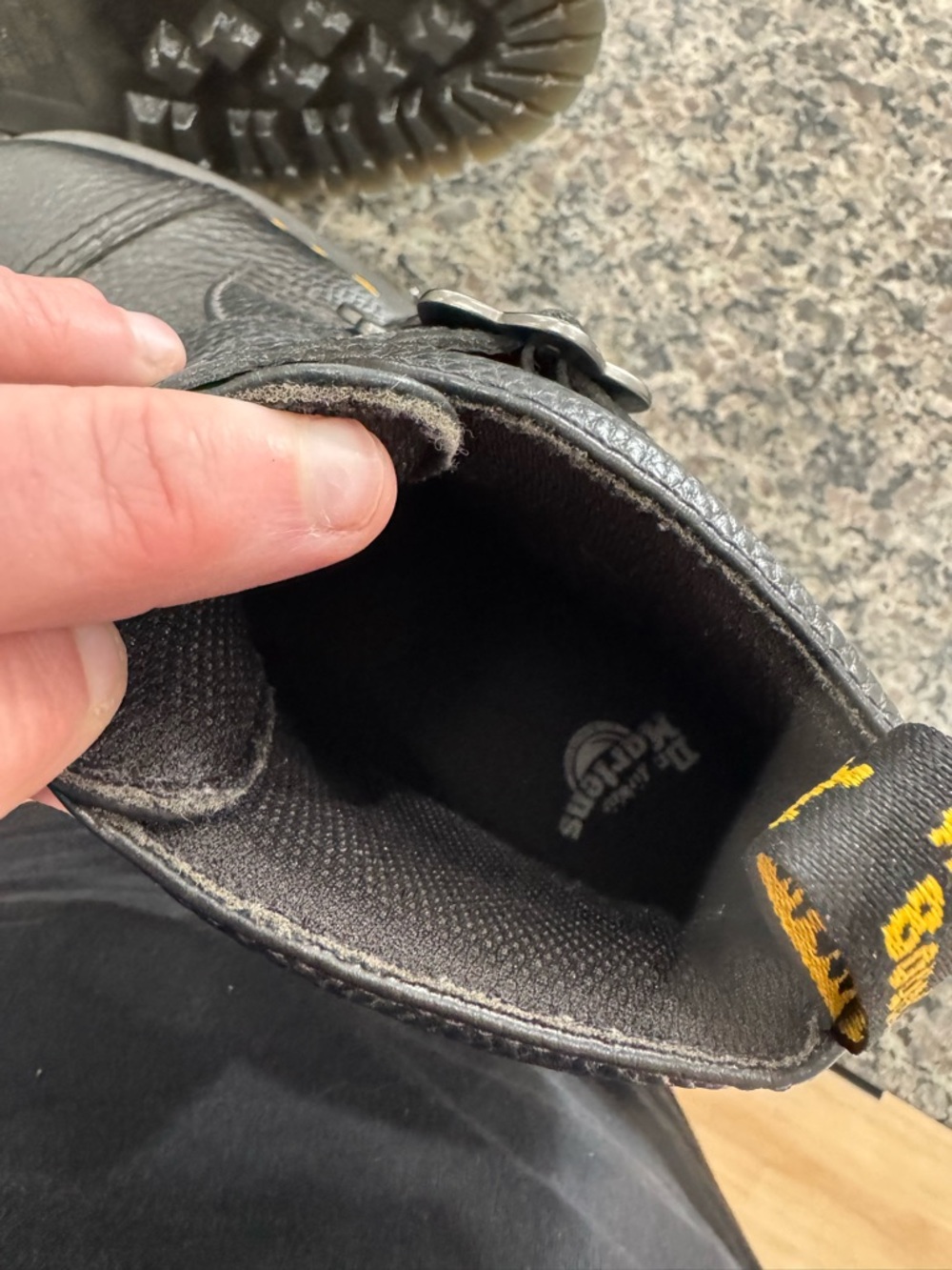 Dr. Martens Black Leather Ankle Boots with Yellow Welt Stitch size 7 - Picture 7 of 10